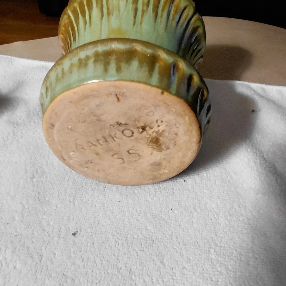 Green and Brown Drip Glaze Ceramic Planter with Saucer - Picture 8 of 10